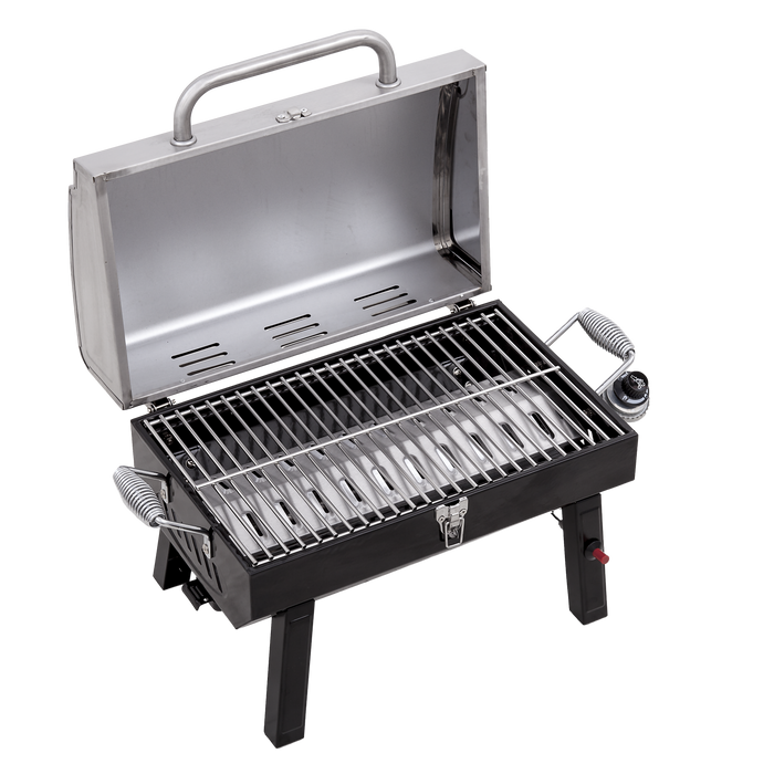 1-Burner Stainless Steel Portable Propane Gas Grill
