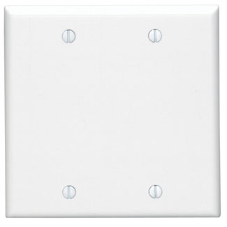 Leviton 2-Gang No Device Blank Wallplate, Standard Size, Thermoset, Box Mount