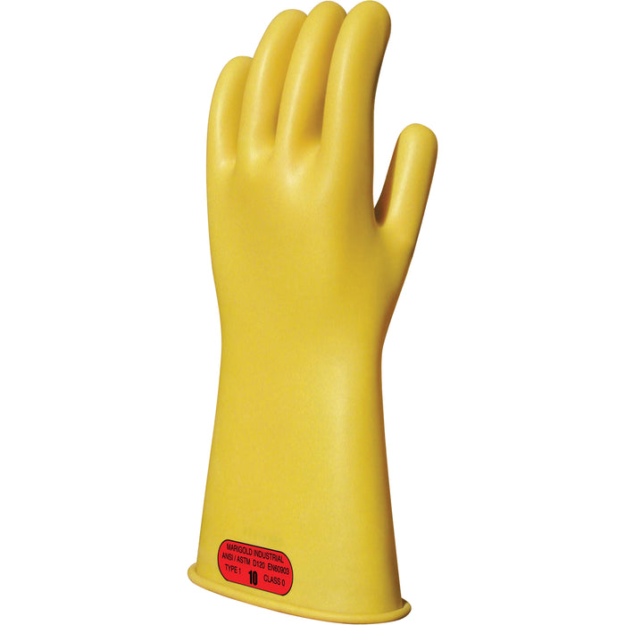 Marigold Industrial Yellow Natural Rubber Insulating Gloves, ASTM Class 0